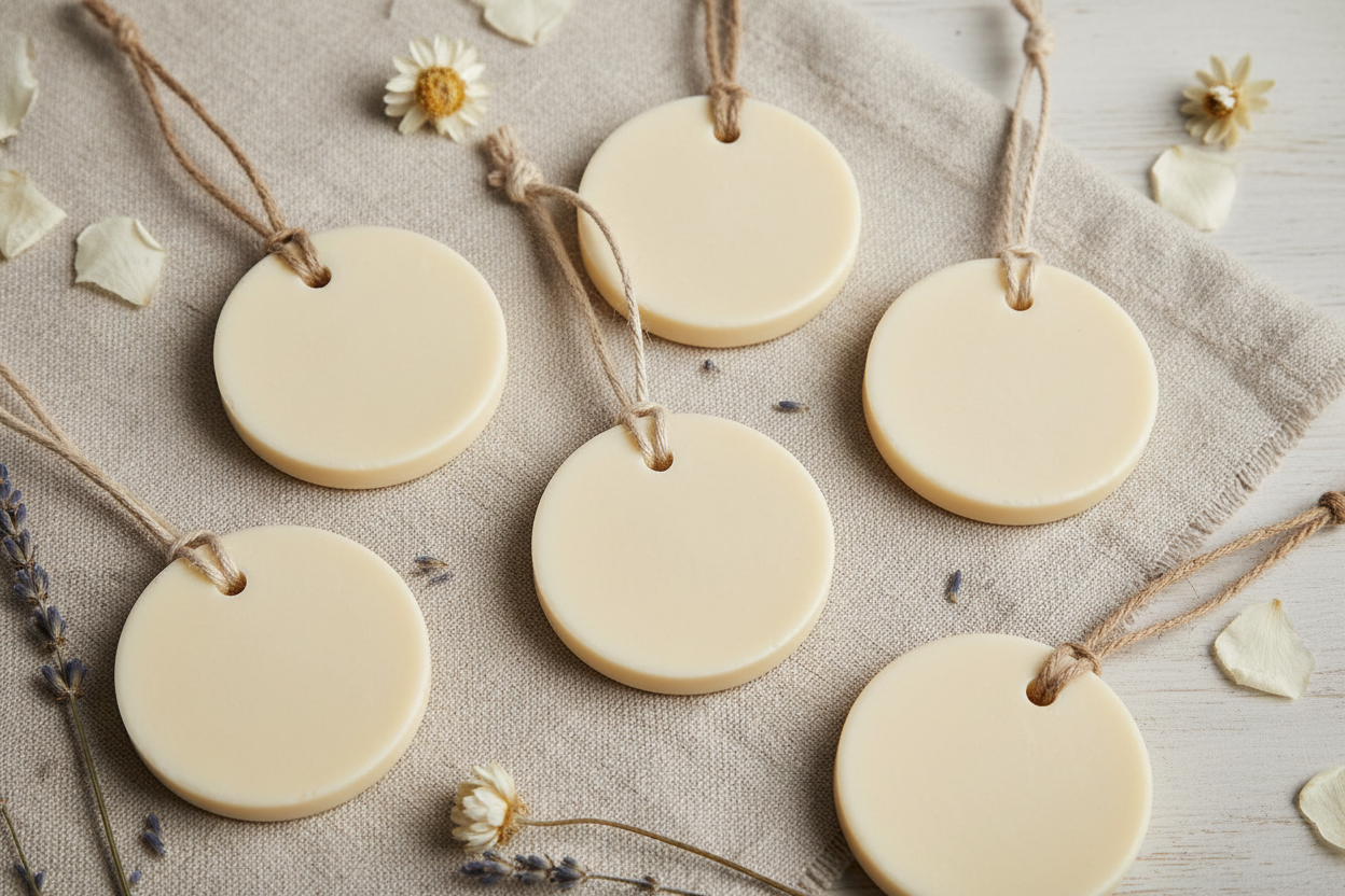 soy wax tablet, plain, hanging wardrobe freshners, with aesthetics